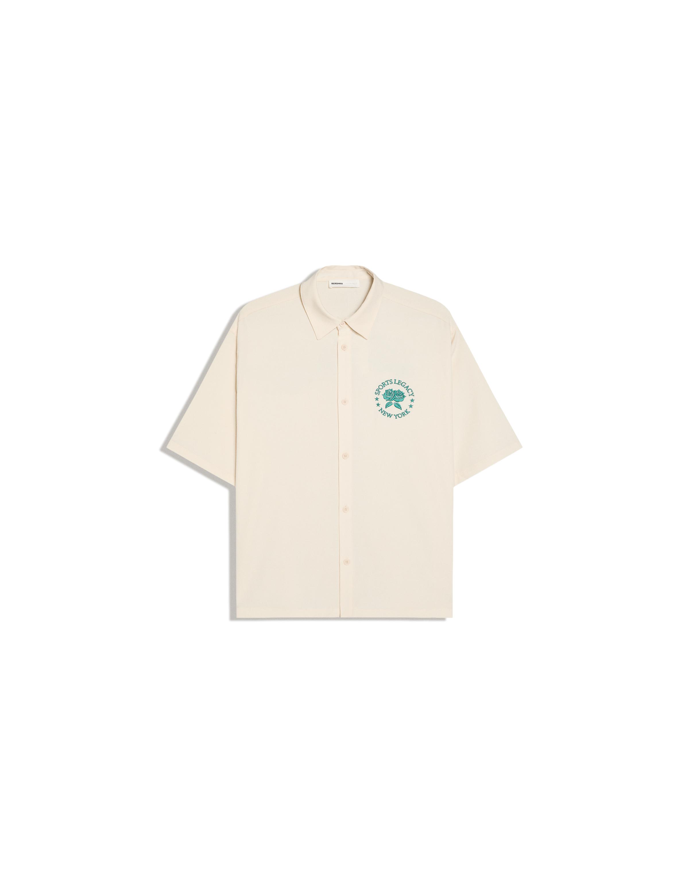 Embroidered short sleeve shirt — Cream