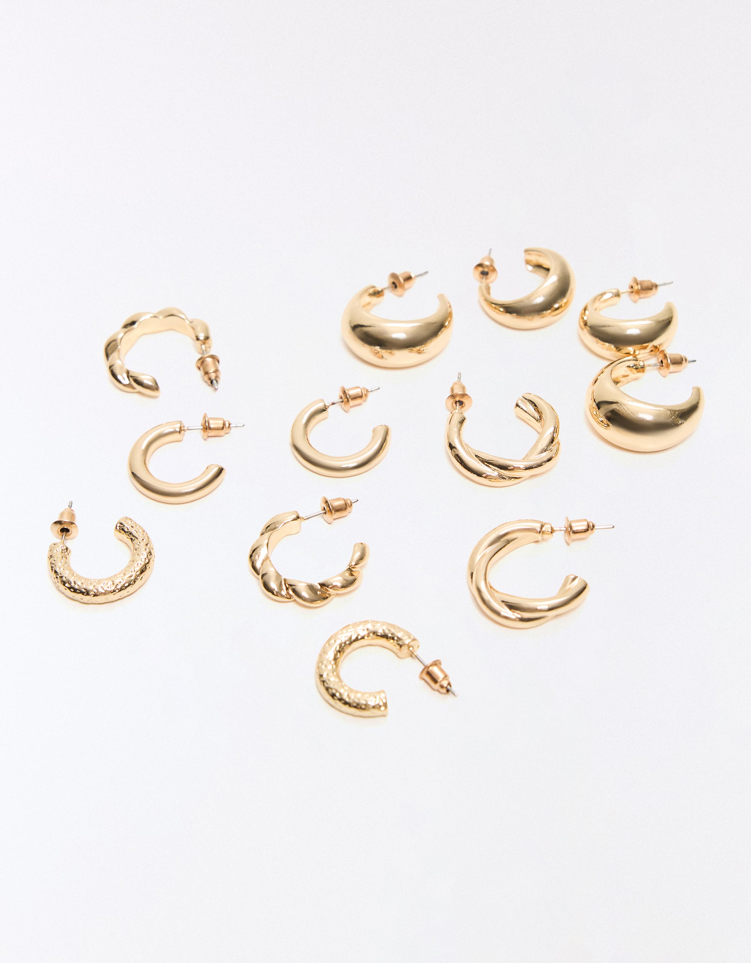 Pack of assorted hoop earrings — Gold