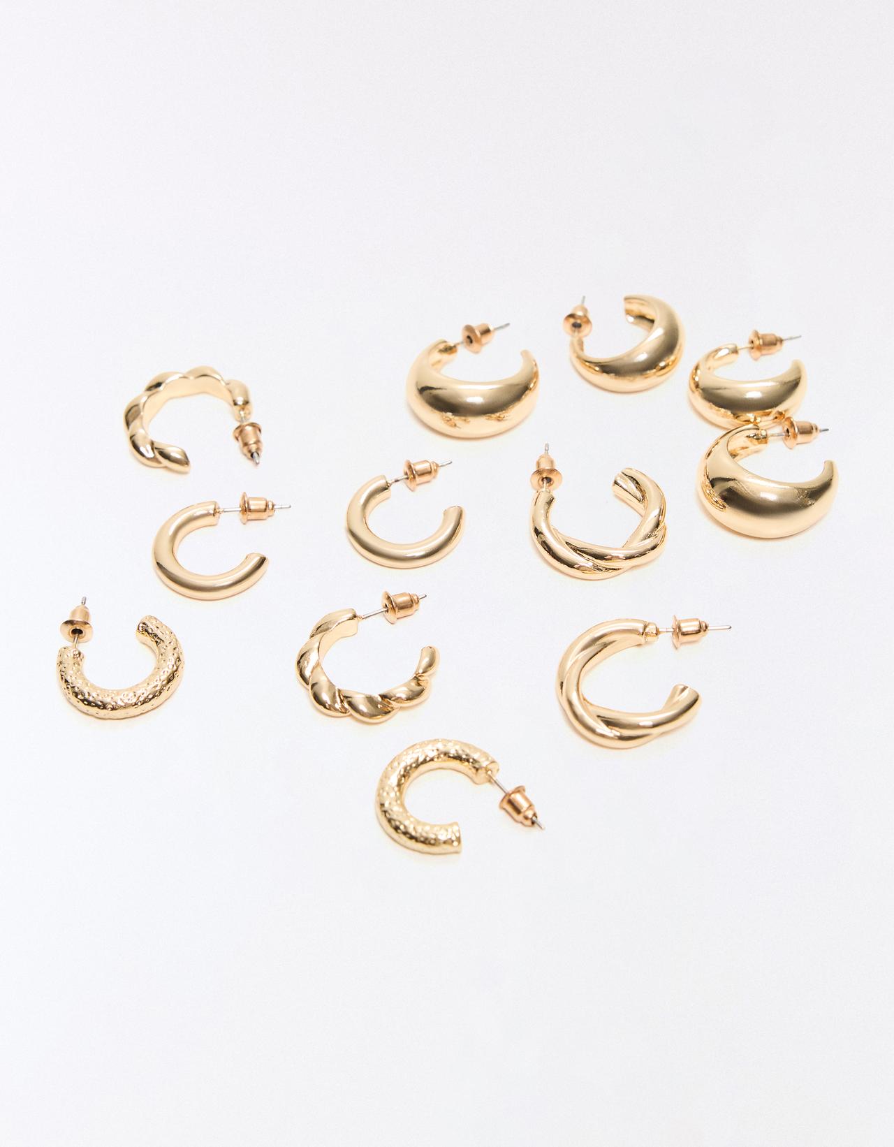 Pack of assorted hoop earrings — Gold