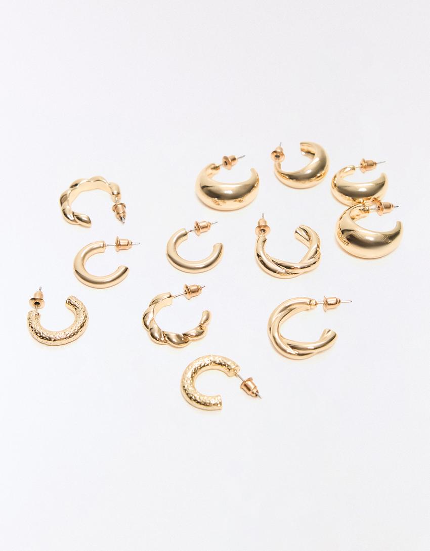 Set di orecchini a cerchio combinati-Oro