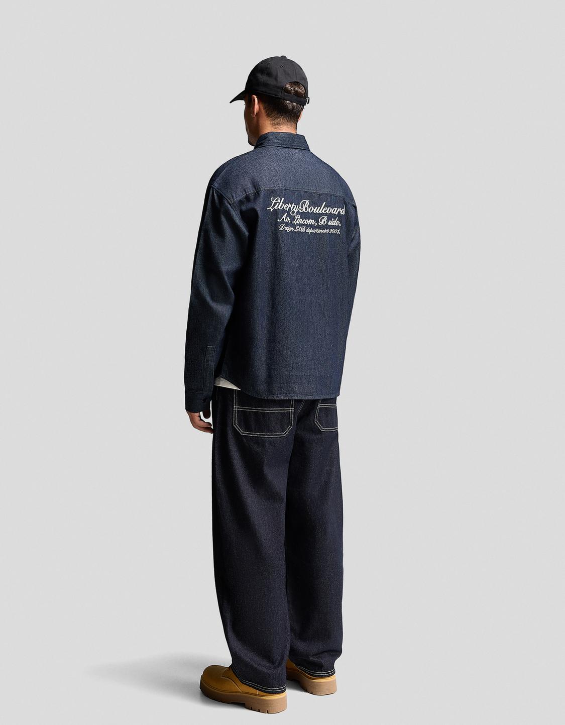 Oversized denim shirt