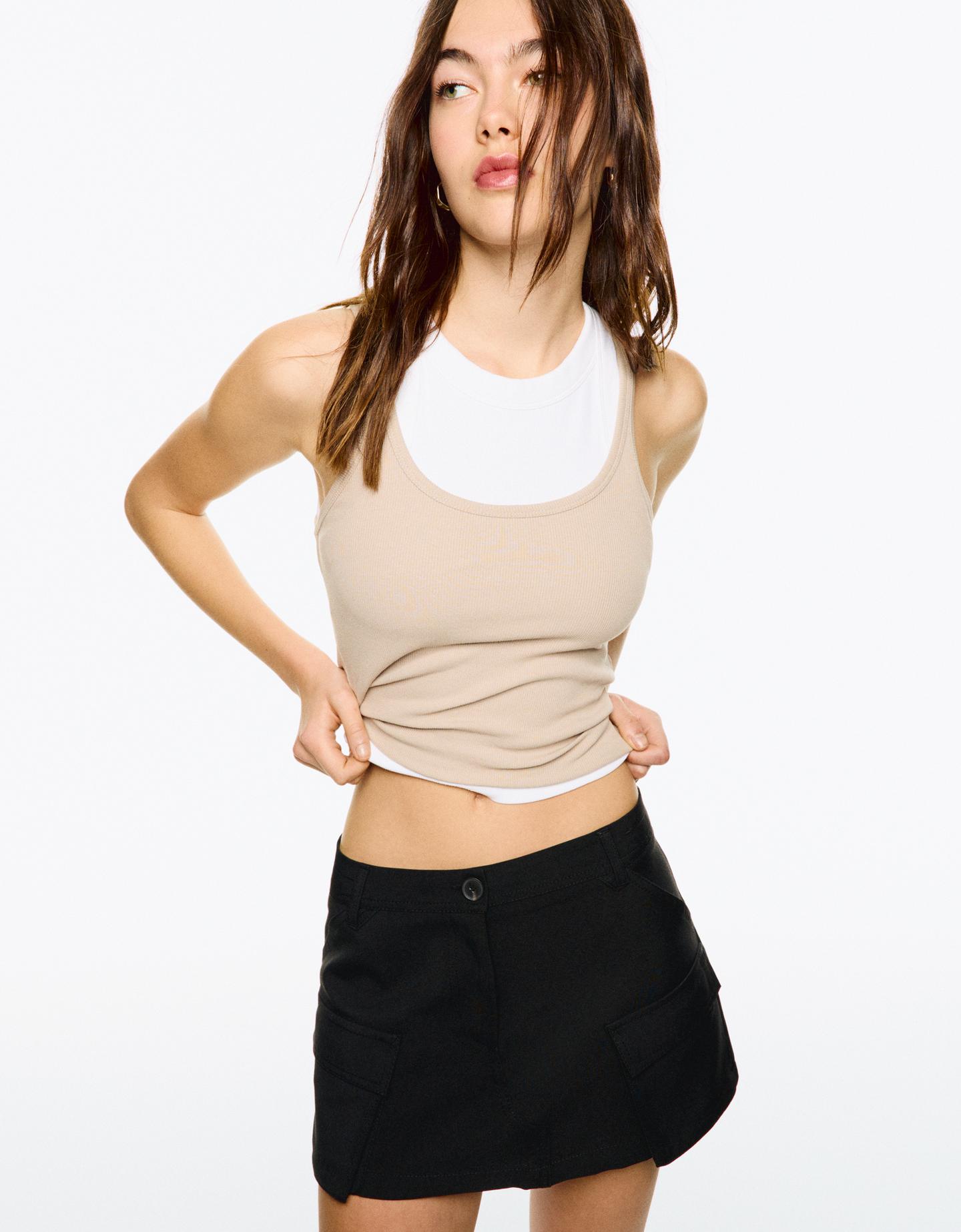 Bershka Mujer Falda Pantalon Negra Bershka Falda Pantalón Bershka