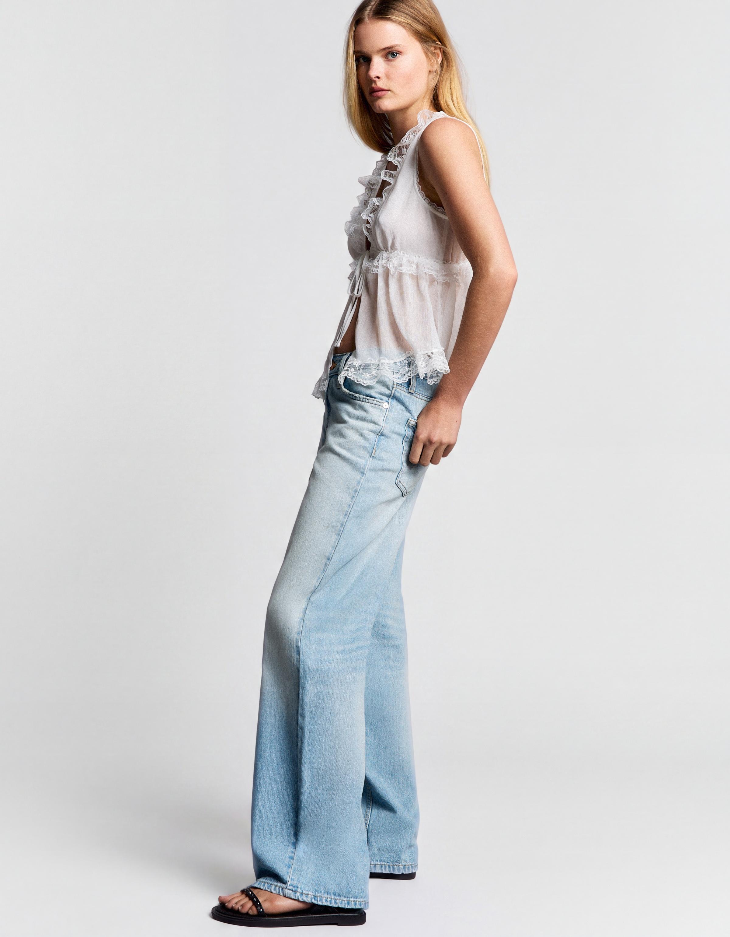 Low-rise straight jeans — Light blue