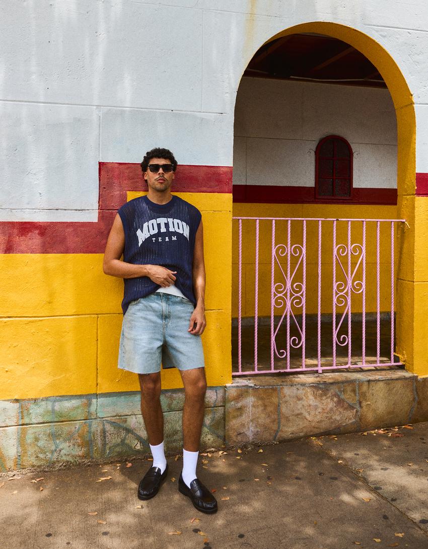 Jeans-Bermudas-Hellblau