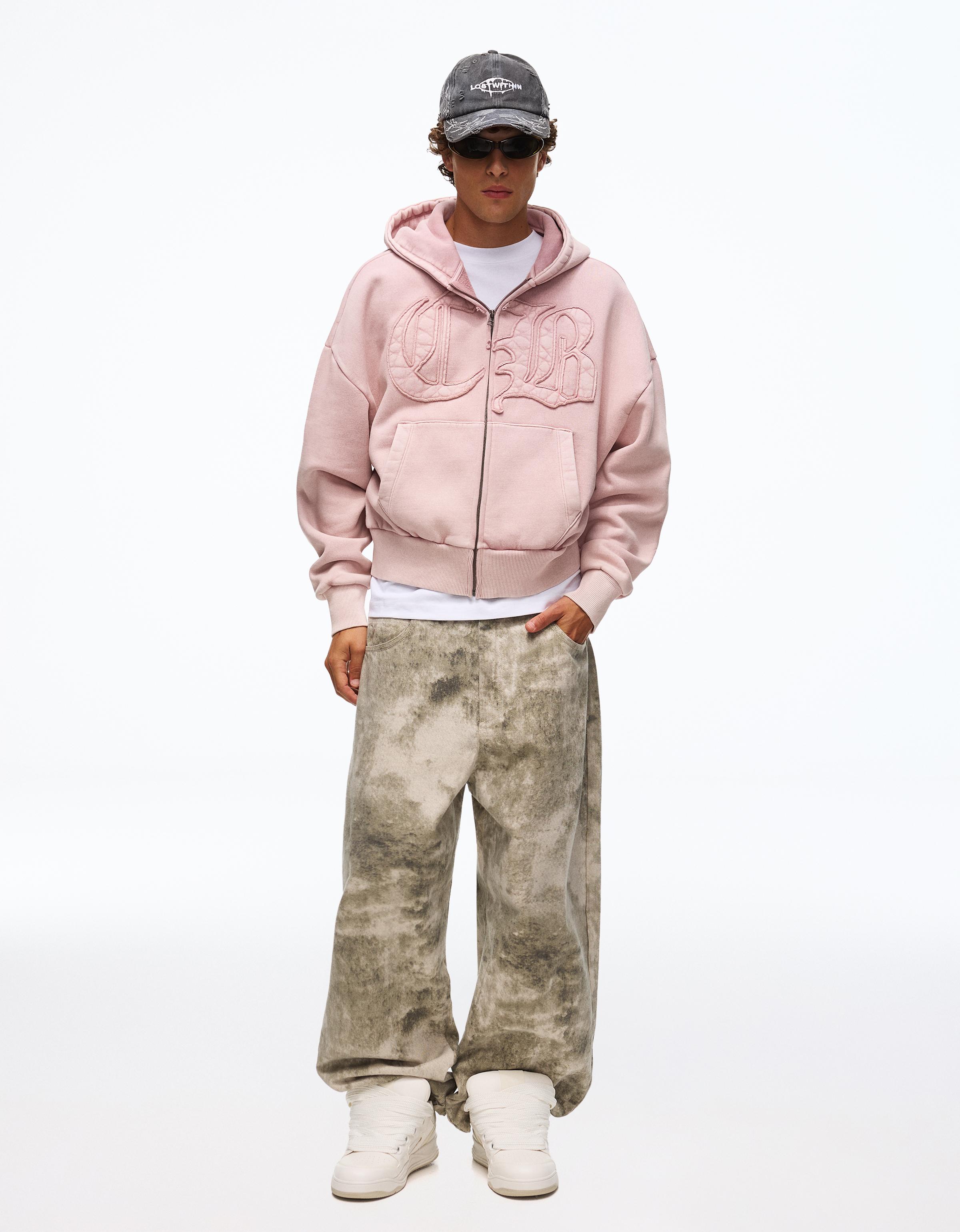 Printed barrel-leg trousers — Grey