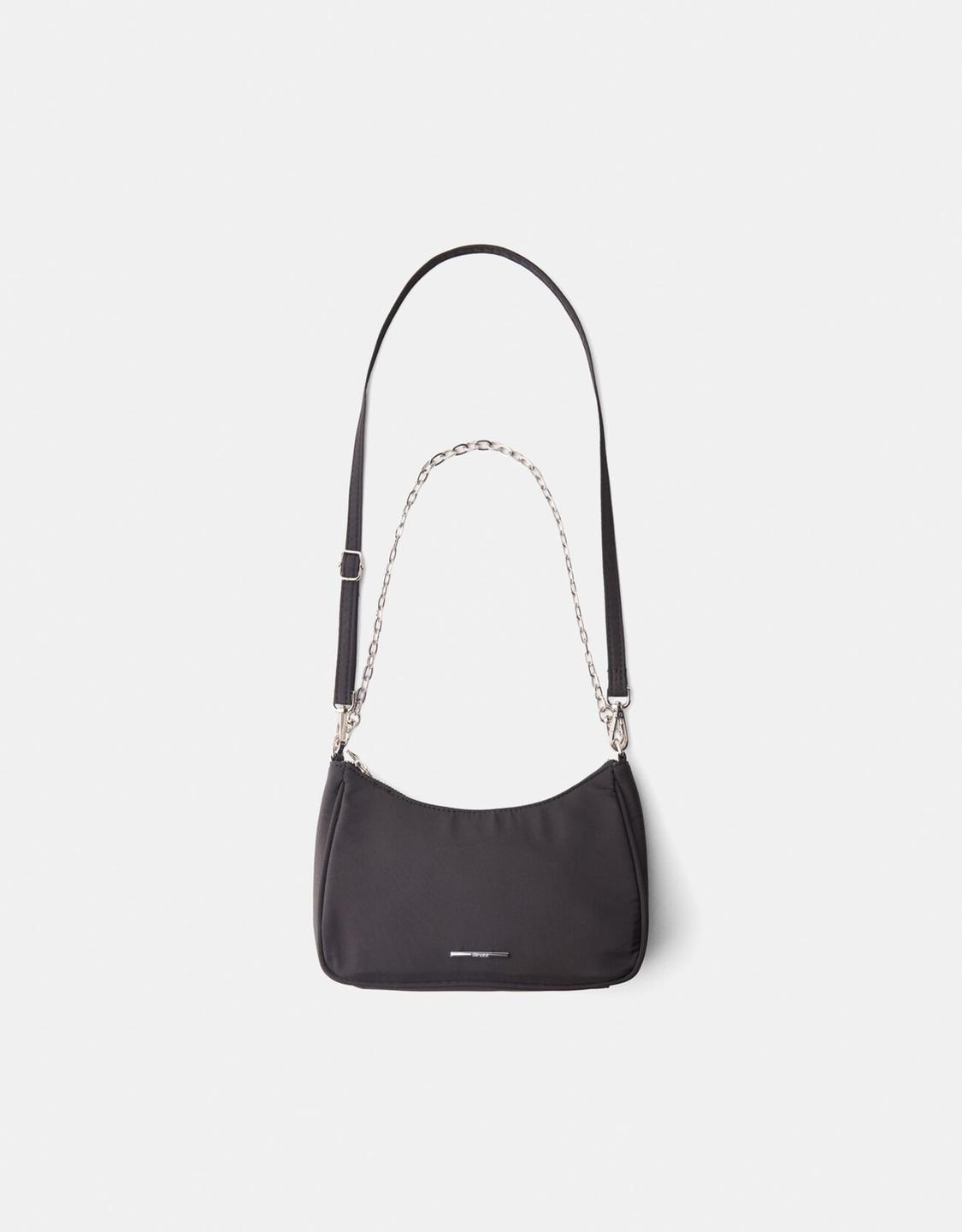 Multi-way satin crossbody bag with chain