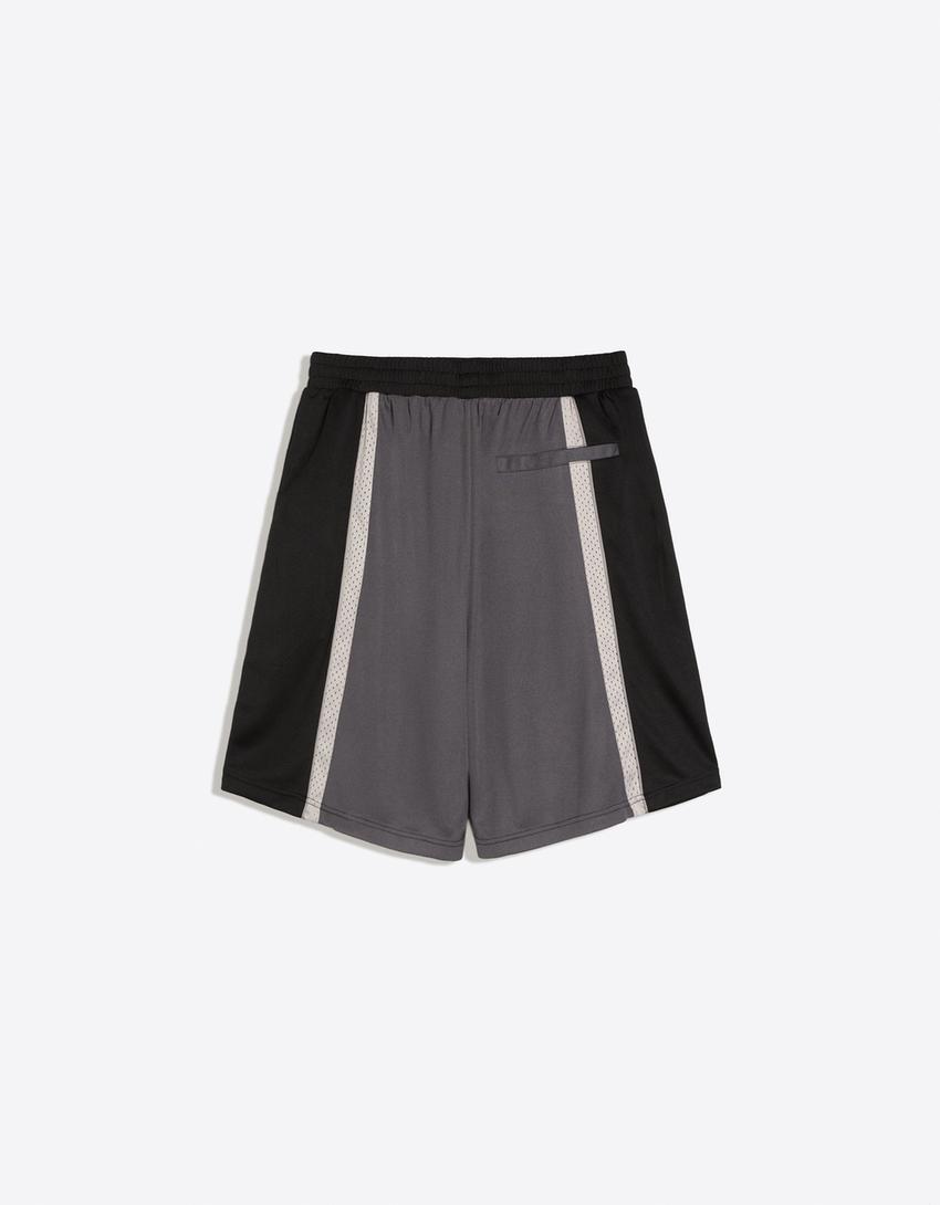 Bermuda met elastische tailleband-Zwart
