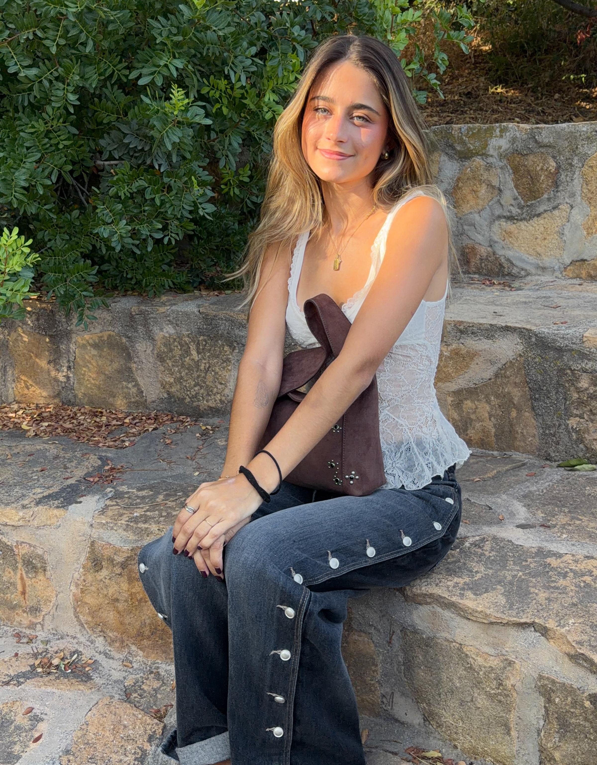 Low-rise straight-leg jeans with side buttons — Dark blue