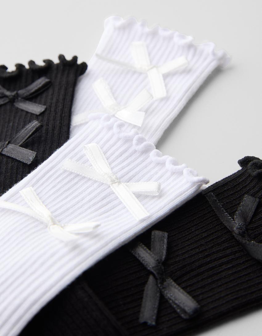 Conjunto meias laços-Preto-2