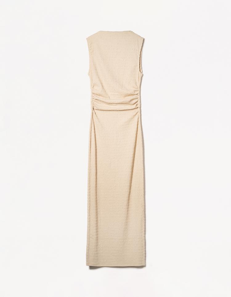 Fitted textured midi dress