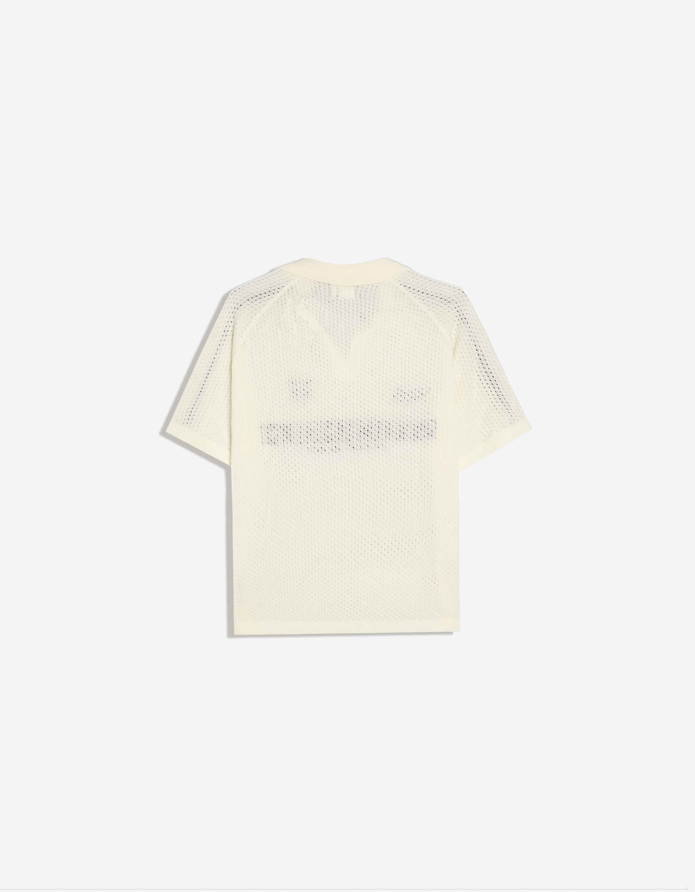 Retrosport print mesh polo — Off white