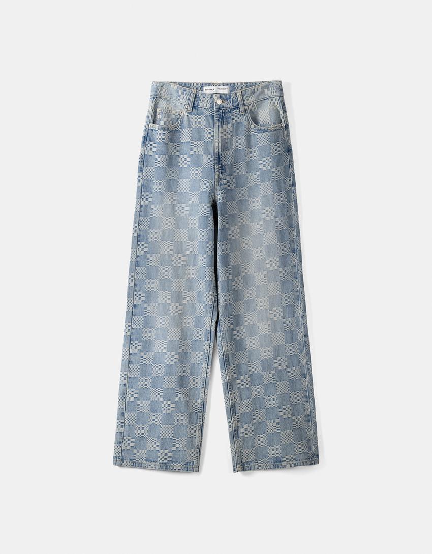 Jeans super baggy jacquard-Azul lavado-5