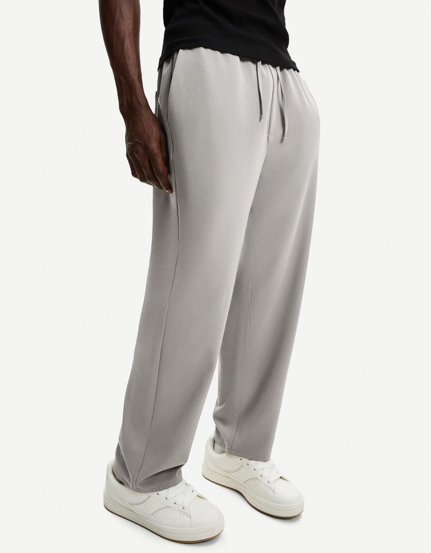 Straight fit jogger tailored pantolon-Kum rengi-2