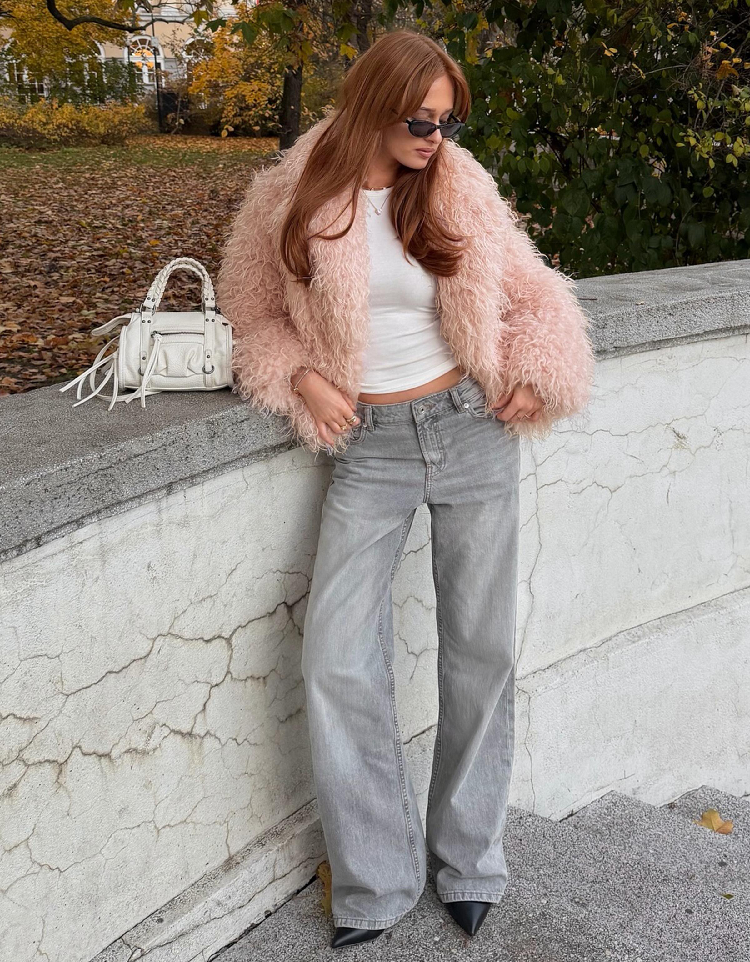 Bershka Baggy Jeans Damen 34 Grau