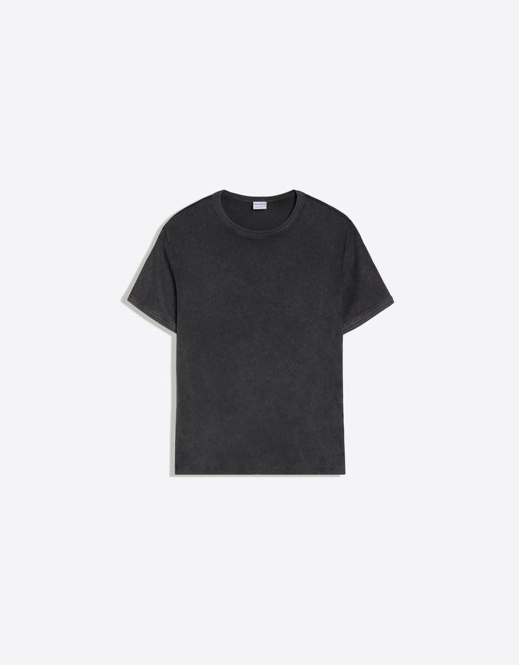 Slim rib short sleeve T-shirt — Grey