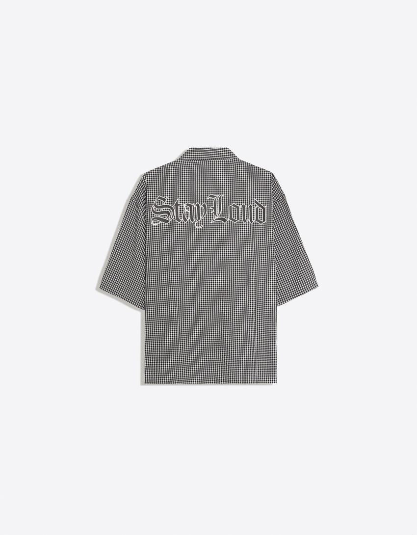 Short sleeve shirt with back print-Black