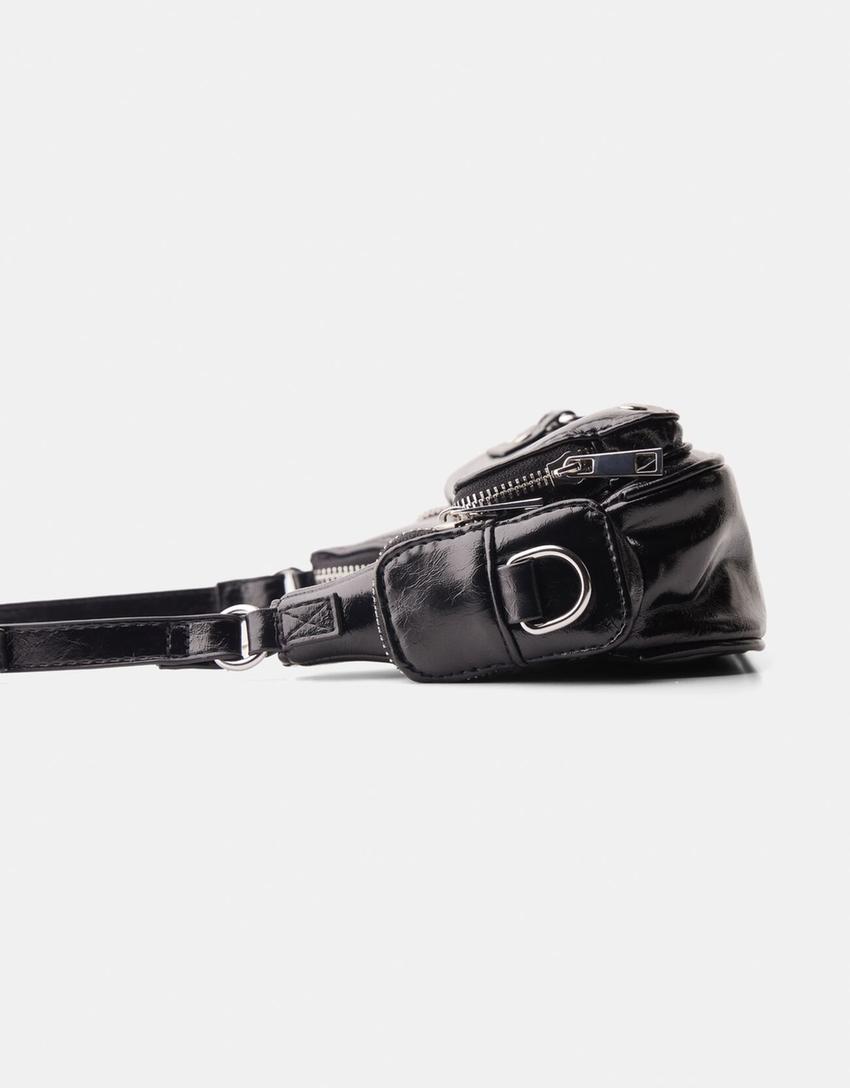 Multi-pocket shoulder bag-Black