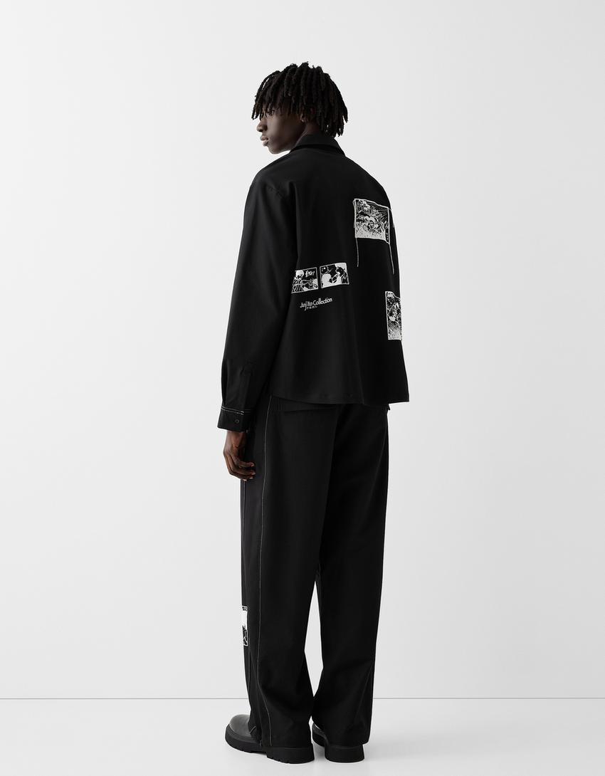 قميص بطبعة جونجي إيتو-أسود-1