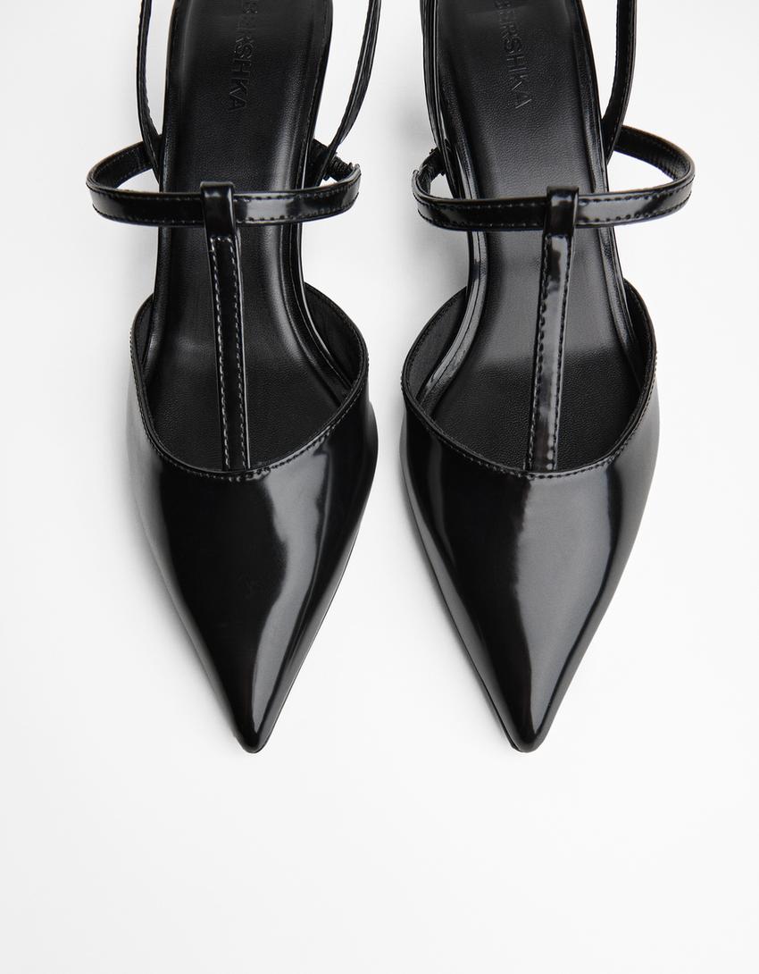 Chaussures à talon kitten et bride-Noir-2