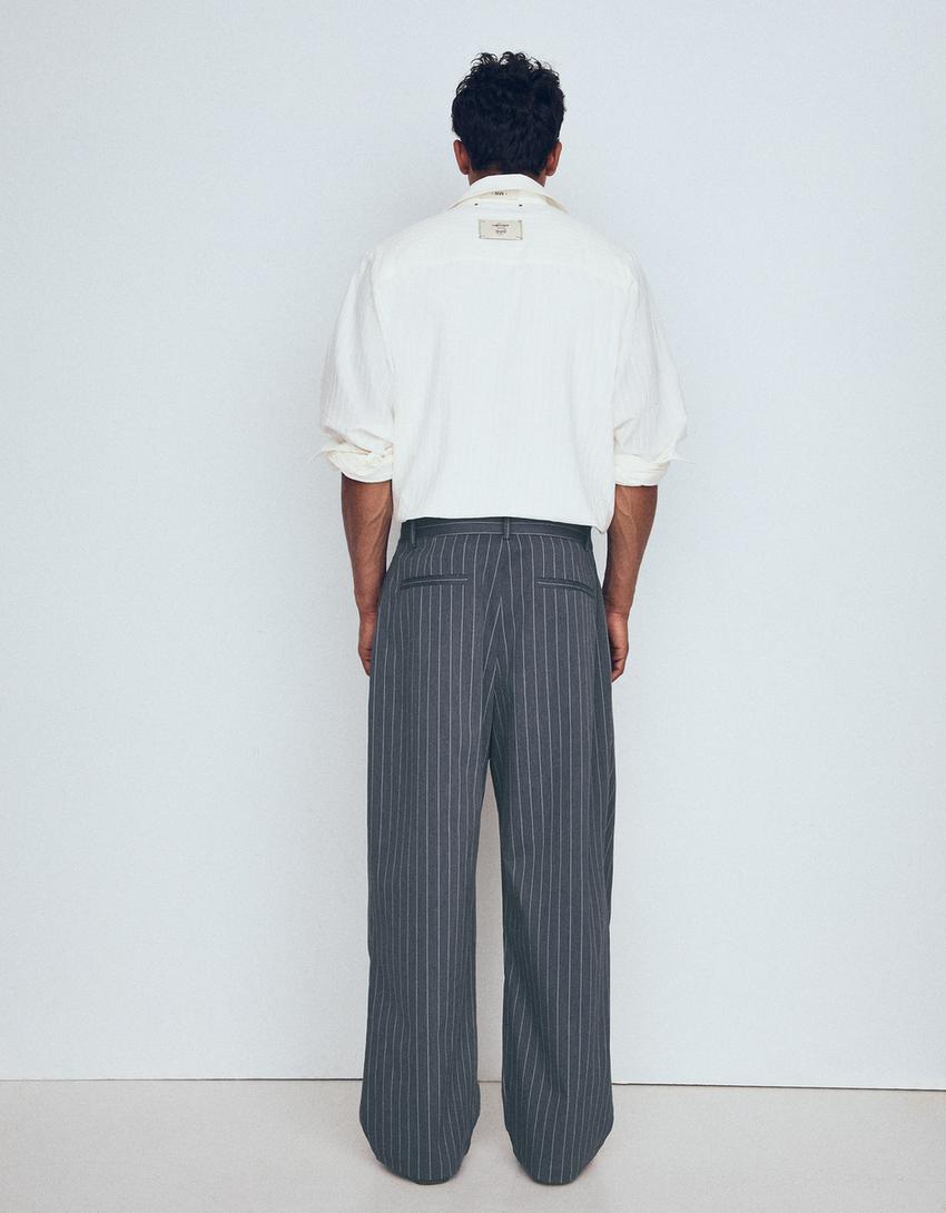 Super baggy trousers with double darts-Navy