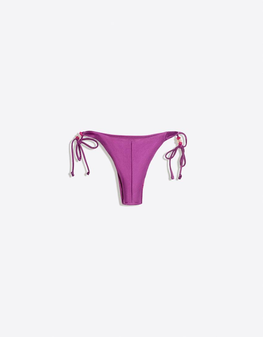 Satin bikini bottoms-Violet
