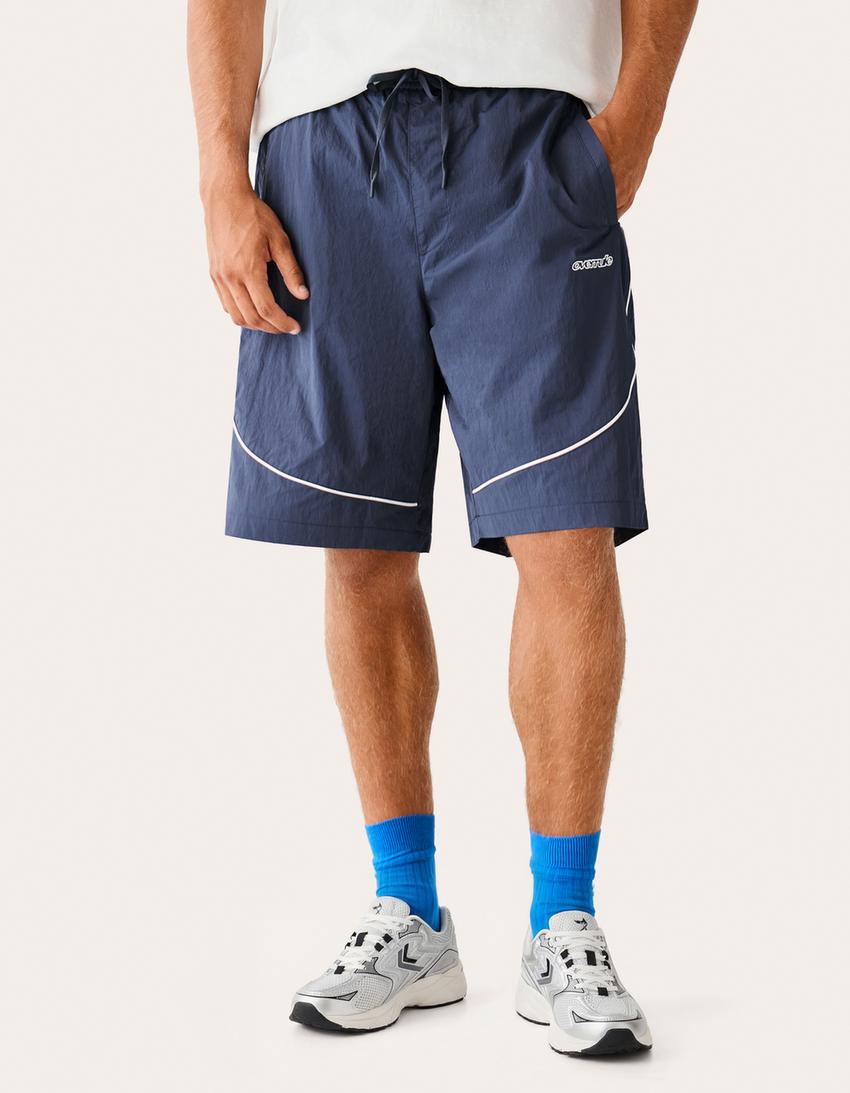 Technical skater Bermuda shorts-Navy