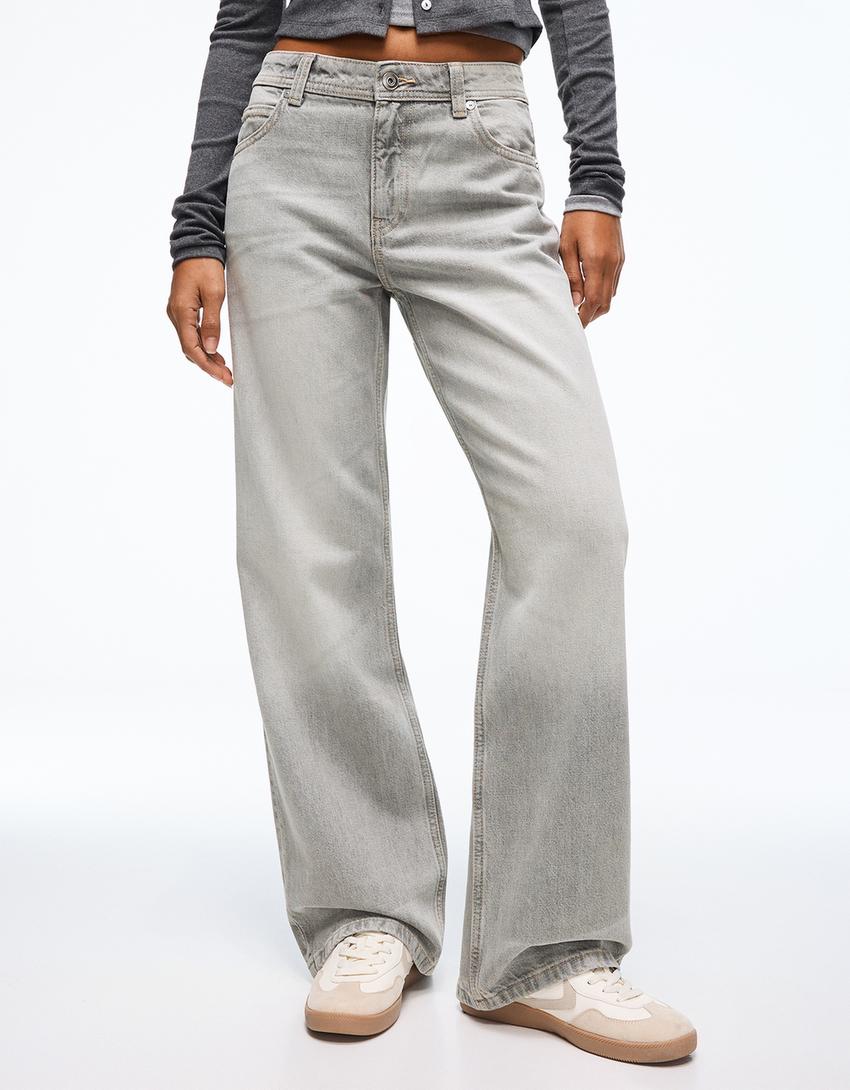 Jeans baggy tiro medio-Gris