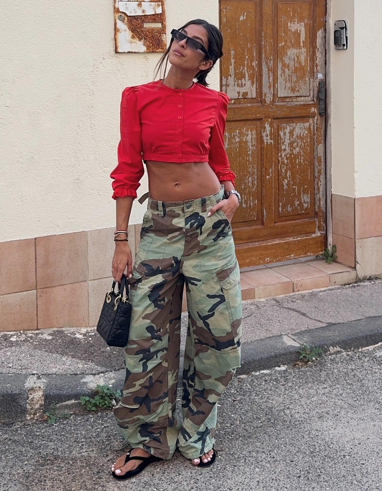 Long sleeve cropped shirt — Red