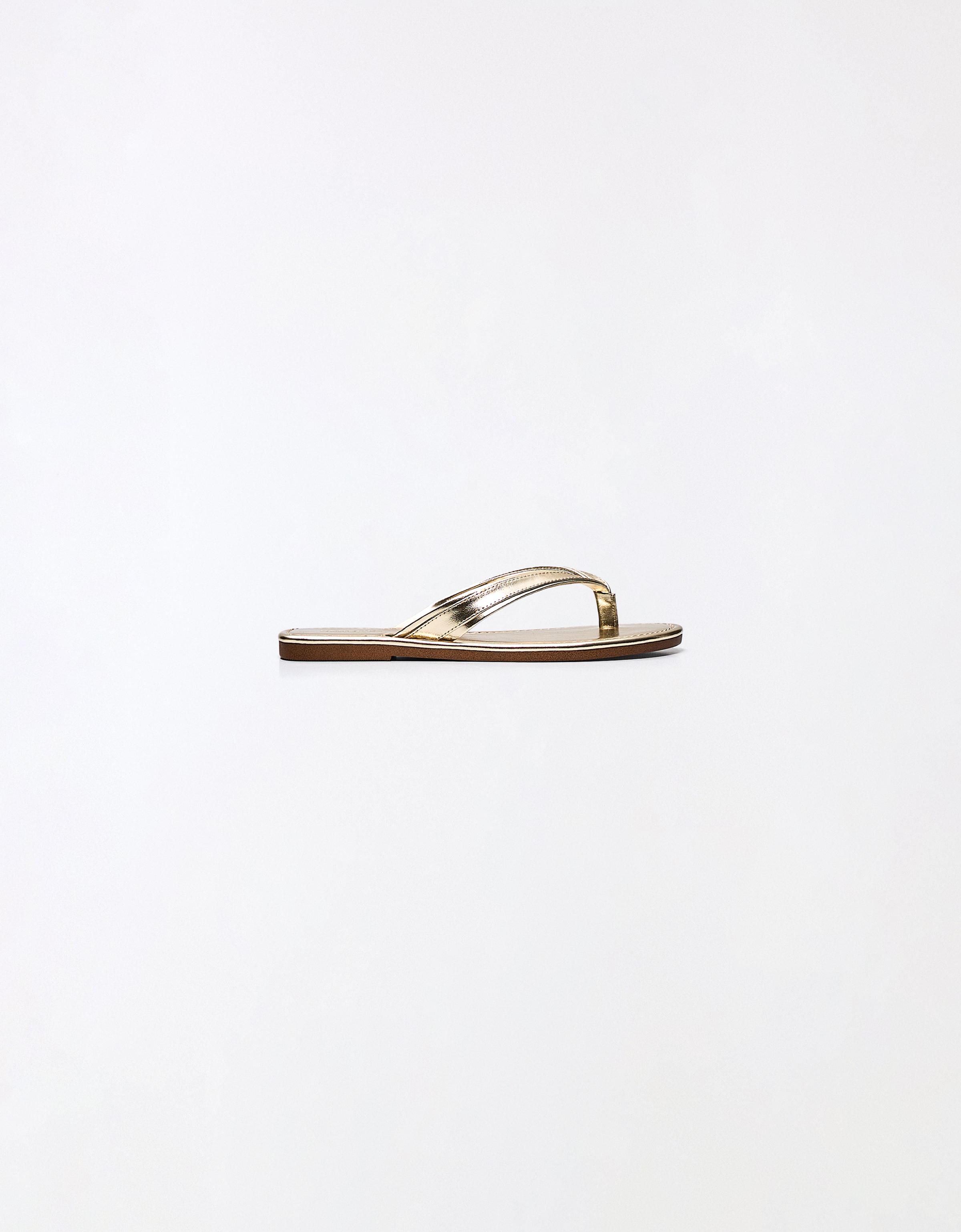 FLAT THONG SANDALS — Gold