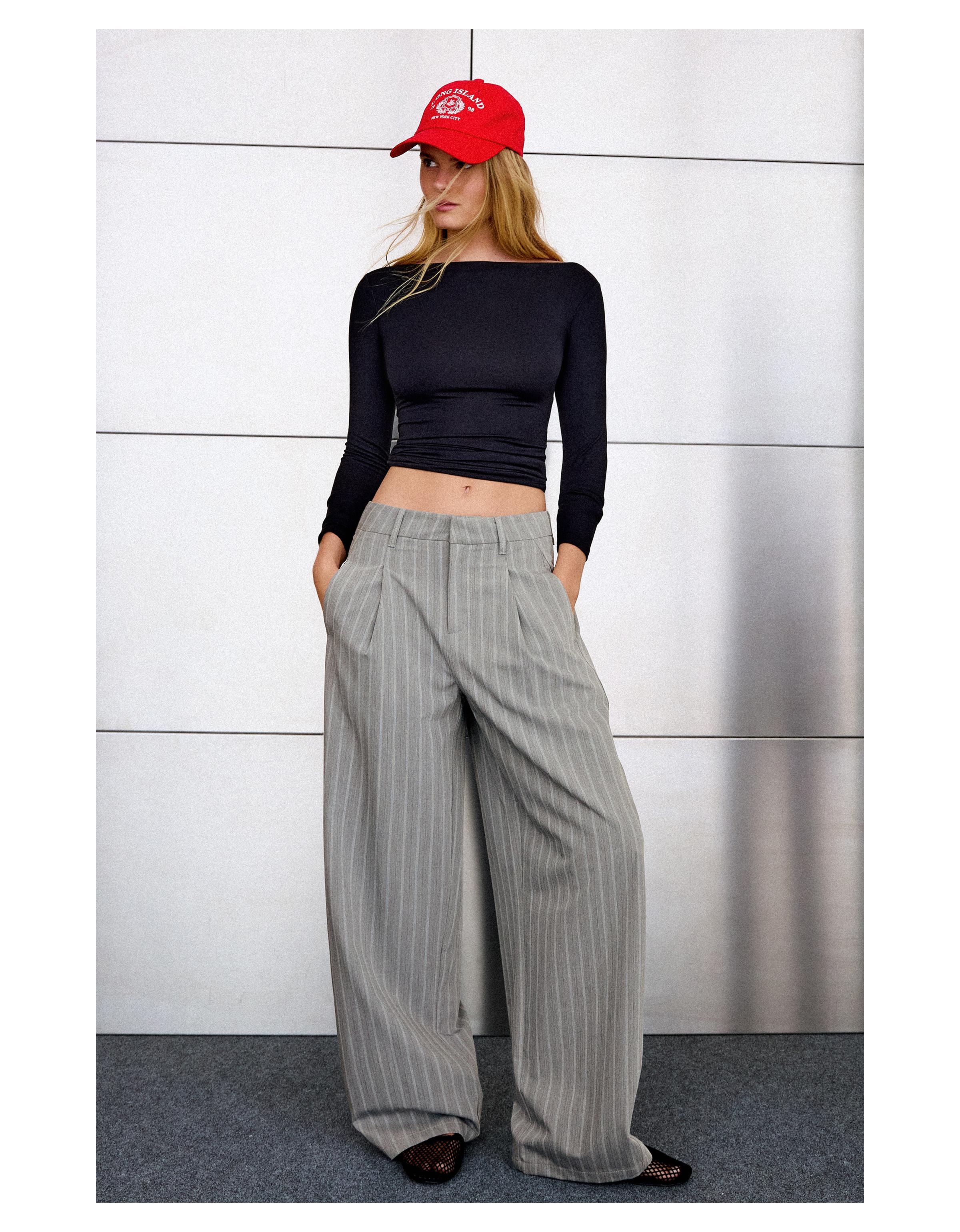 Double-fabric darted trousers — Grey