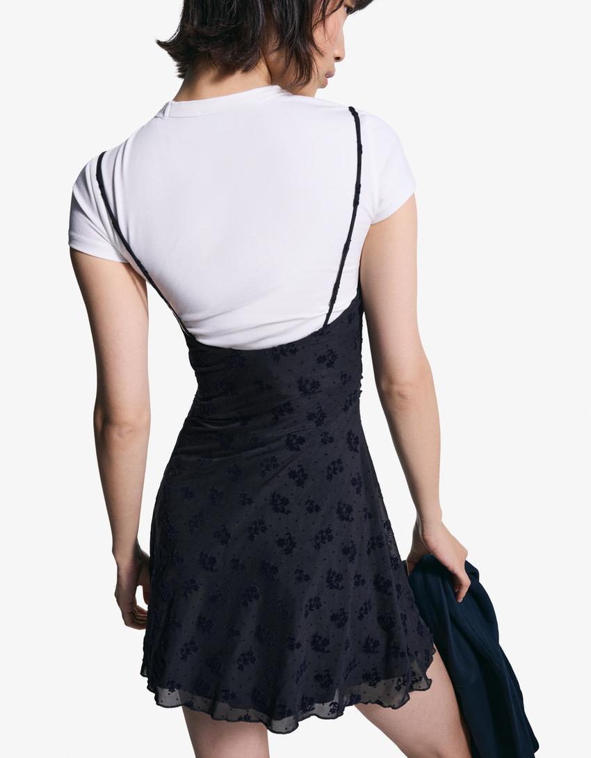 Trägerkleid mit Print-Marinenblau-1