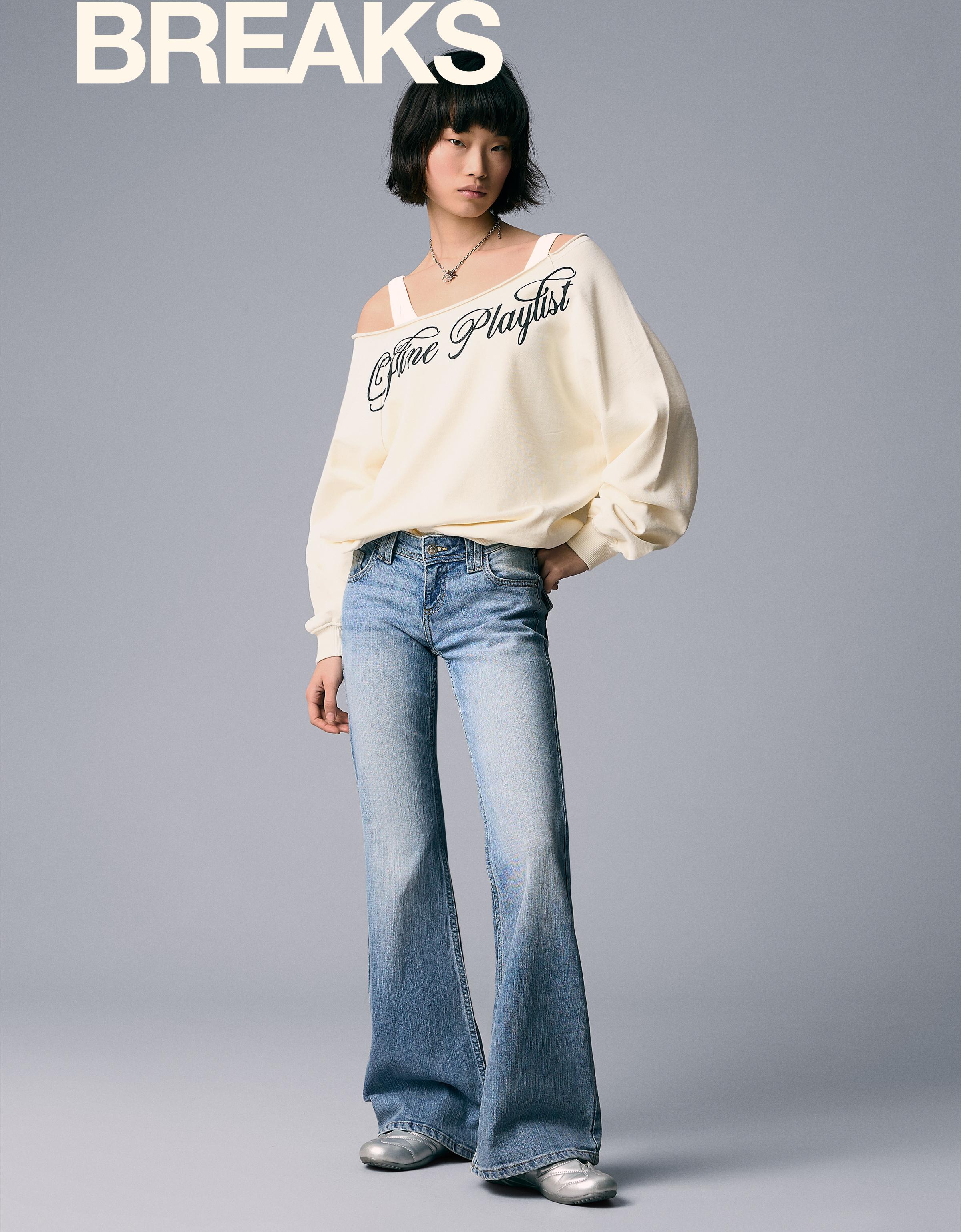 Düşük bel nakışlı flare fit jean - Görsel 27