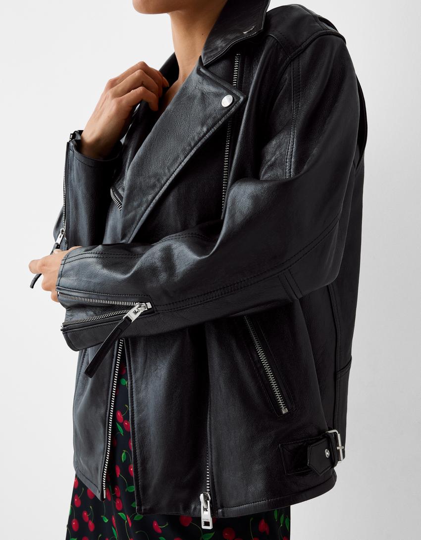 Leather jacket-Black-2