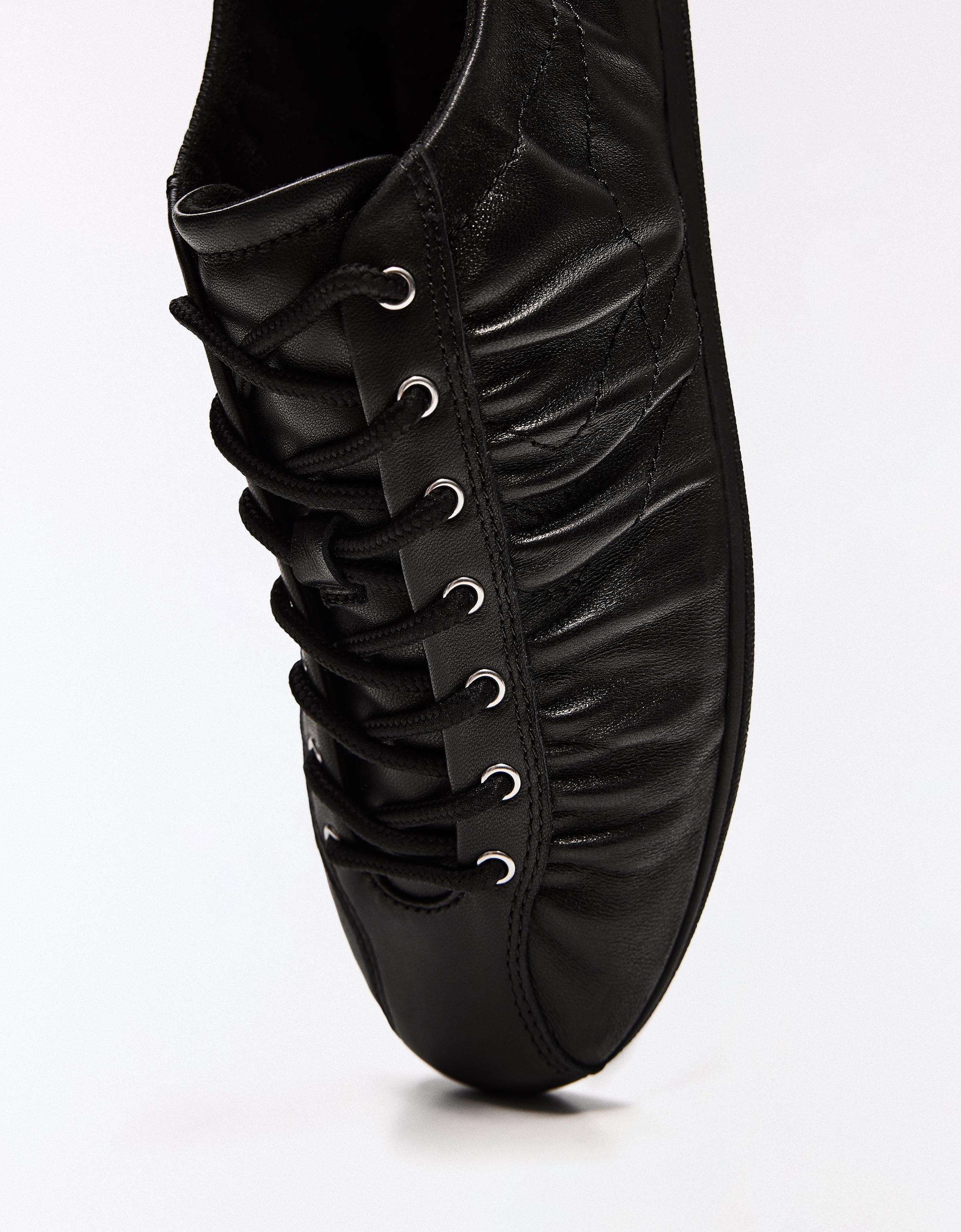 Slim-sole leather trainers — BLACK