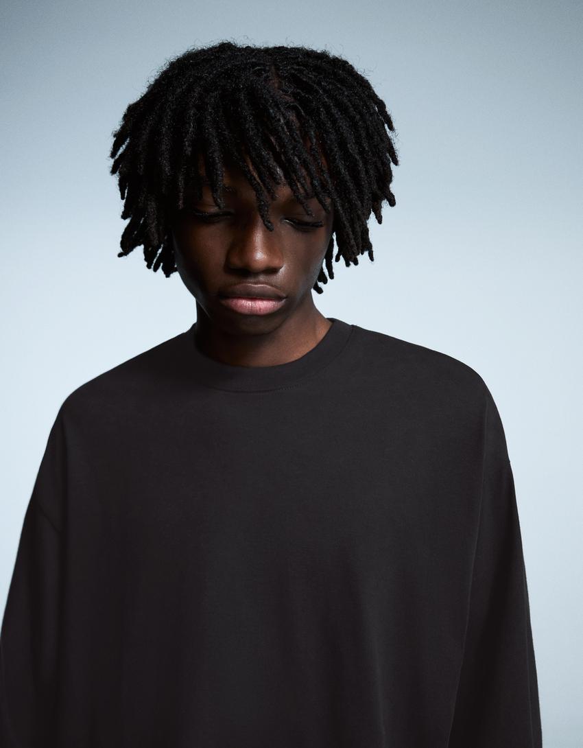 Long sleeve boxy fit T-shirt-Black