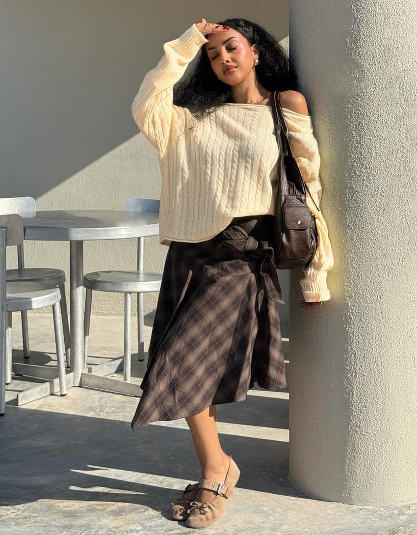 Cable-knit sweater-Yellow