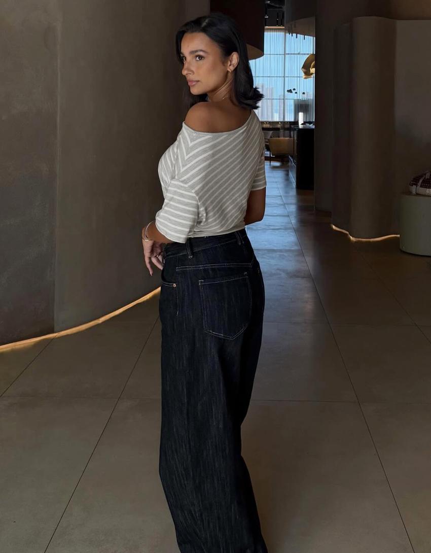 Asimetrična majica kratkih rukava-Zagasitobela