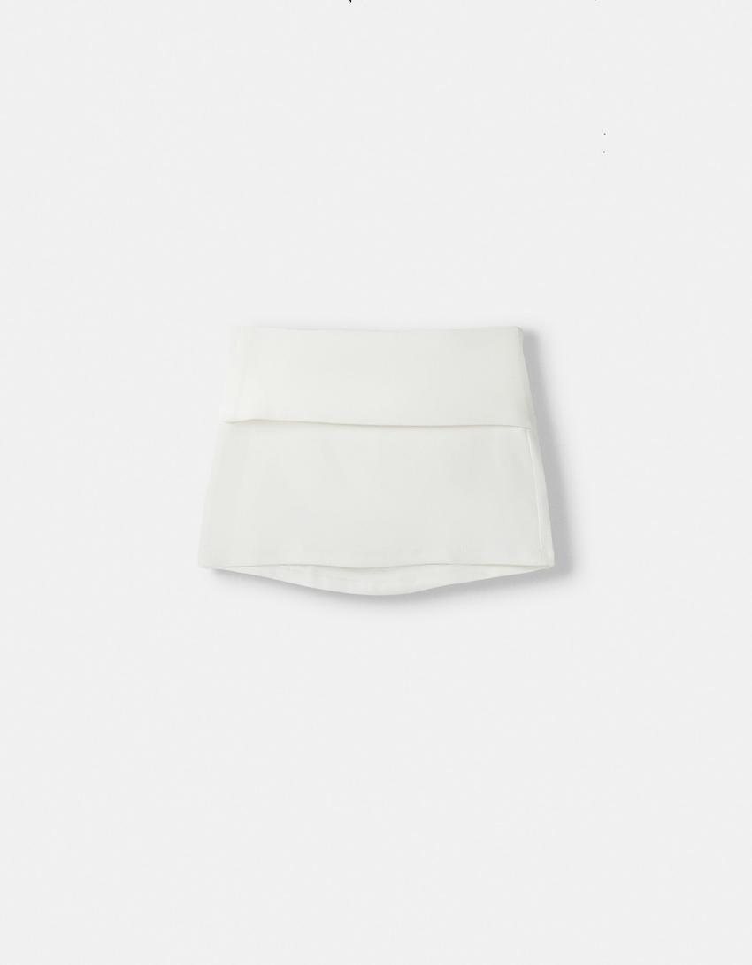 Minijupe taille retroussée-Blanc cassé-4