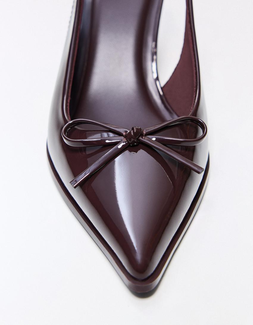 Cipele sa srednje visokom štiklom otvorenog zadnjeg dela-Kestenjasta