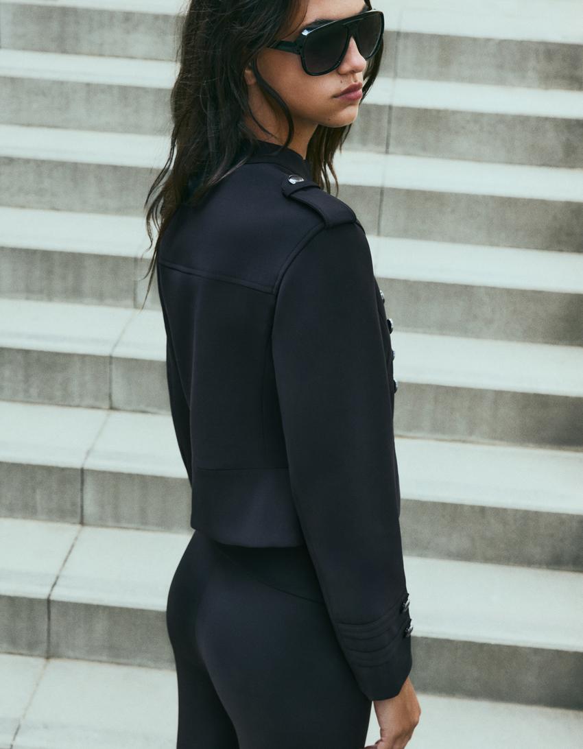 Tailored blazer with button detail-Black
