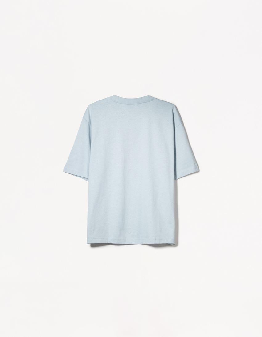 Oversize short sleeve heavy cotton T-shirt-Light blue