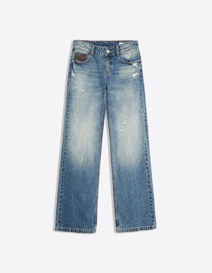 Jeans mit Kunstontrolldetails-Blau