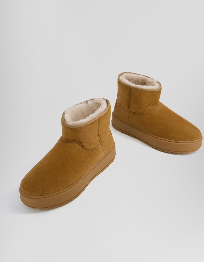 Bottines doublure fausse fourrure-Camel