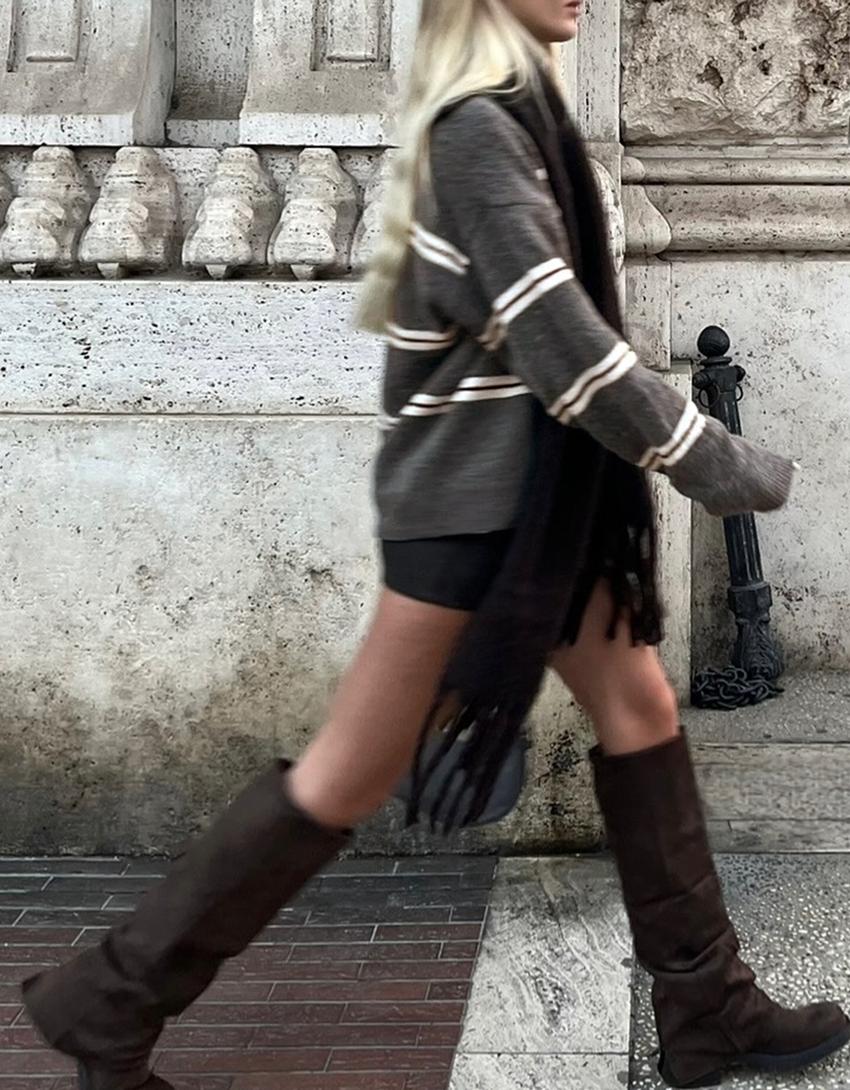 Jersey cuello alto cremallera-Gris