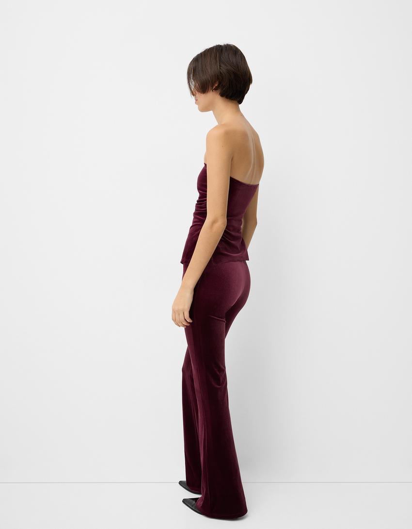 Top bandeau frunces velvet-Burdeos-1