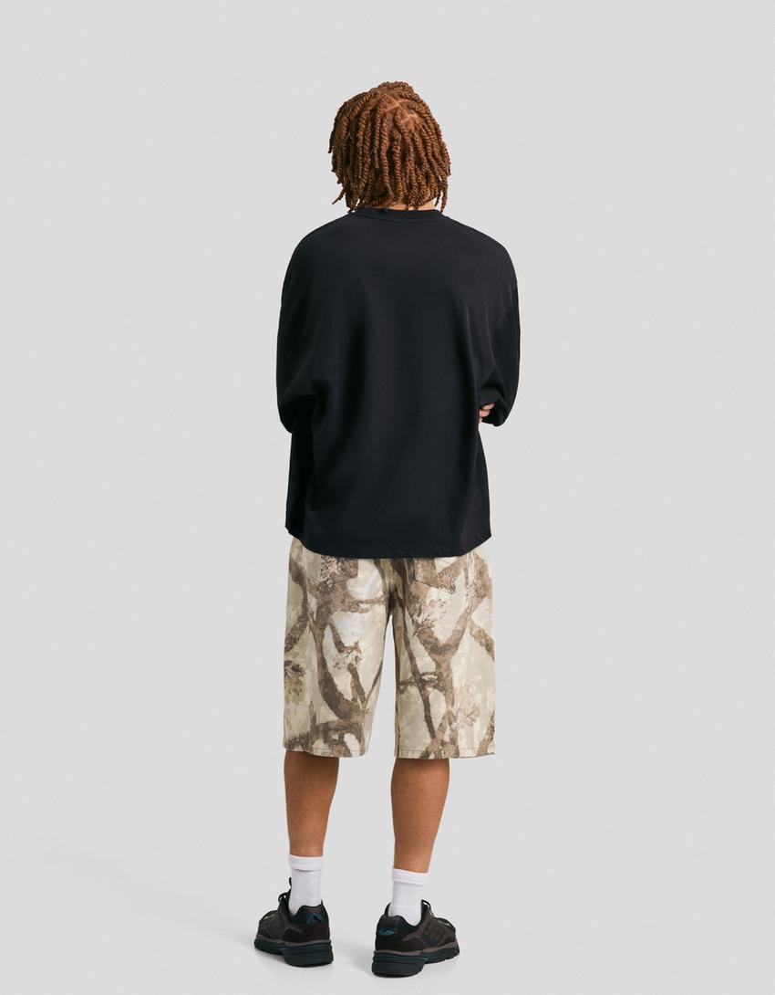 Bermuda baggy print-Verde