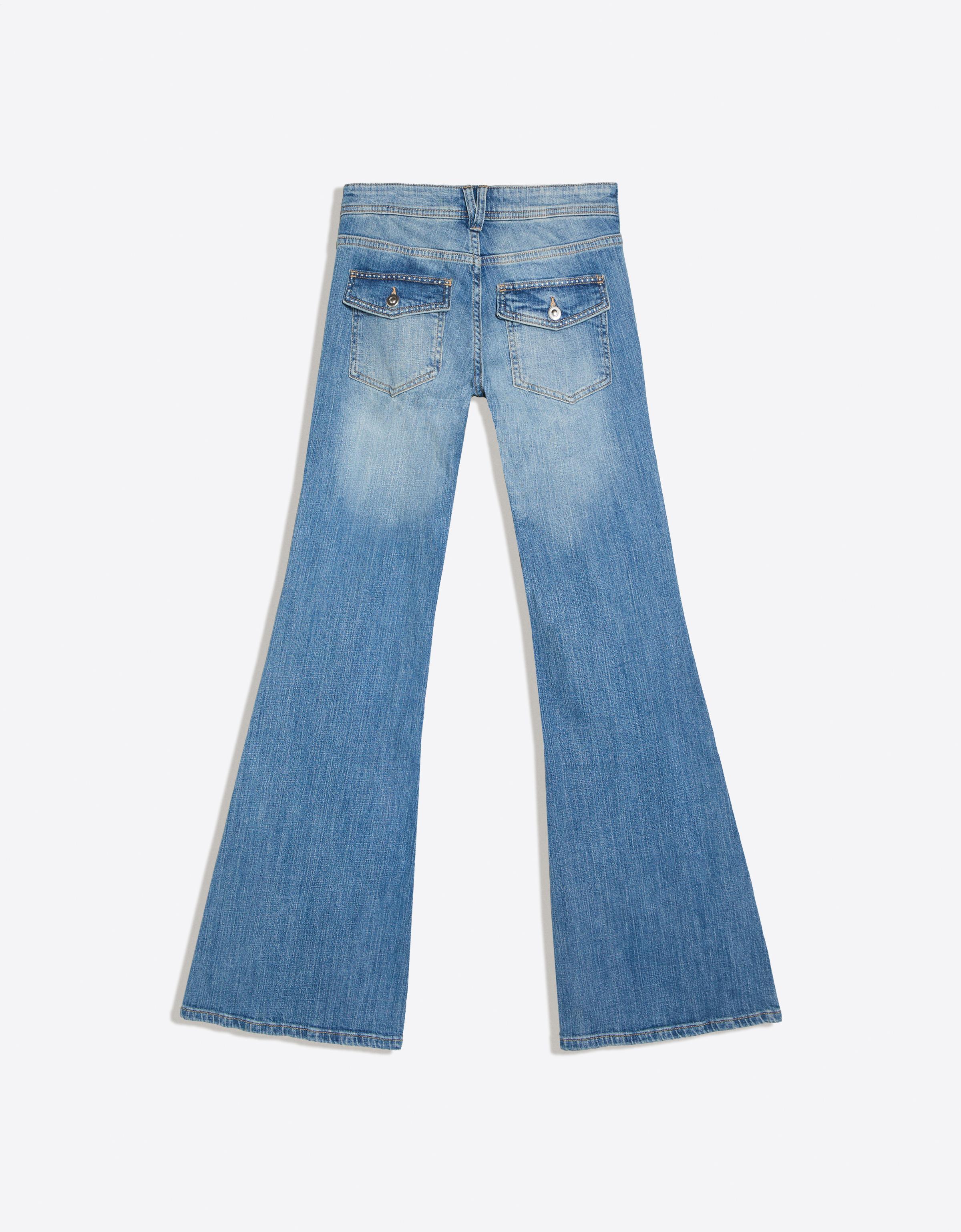 Low-rise embroidered flared jeans — Light blue