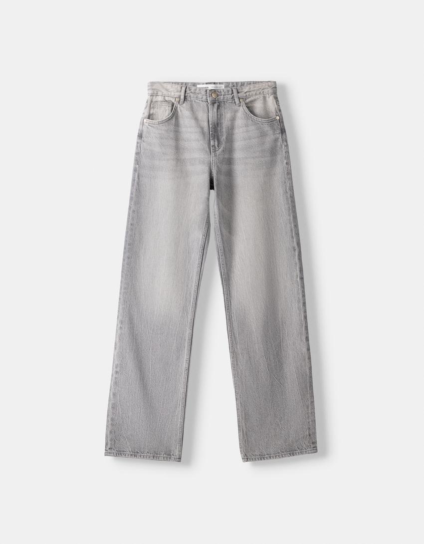 Jeans straight-Gris