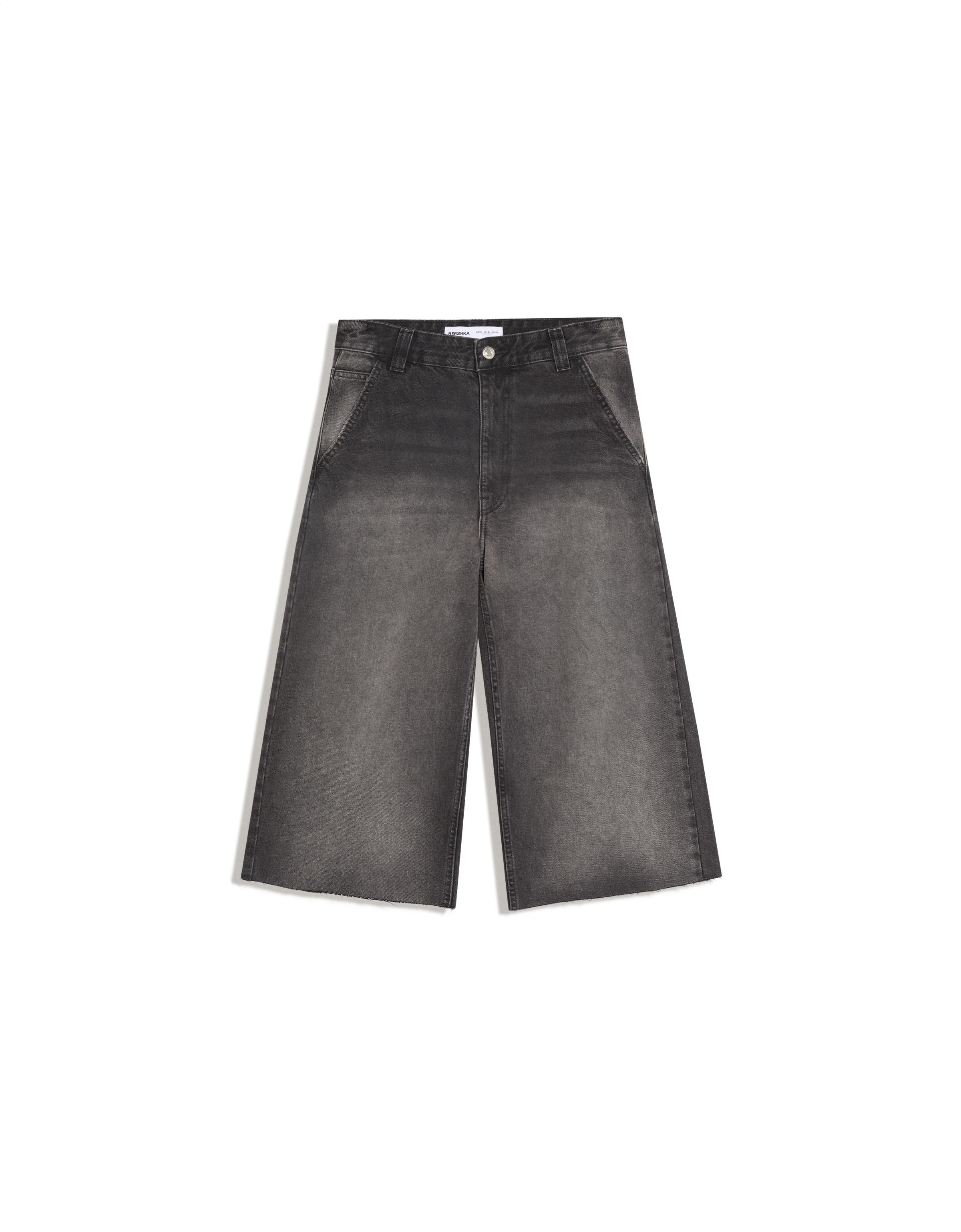 Bershka Skater kesim denim bermuda şort görsel 7