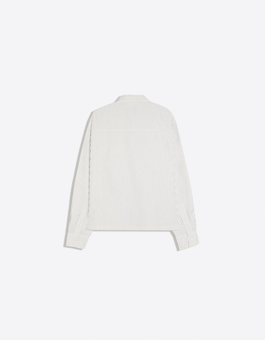 Camicia a maniche lunghe a righe-Bianco